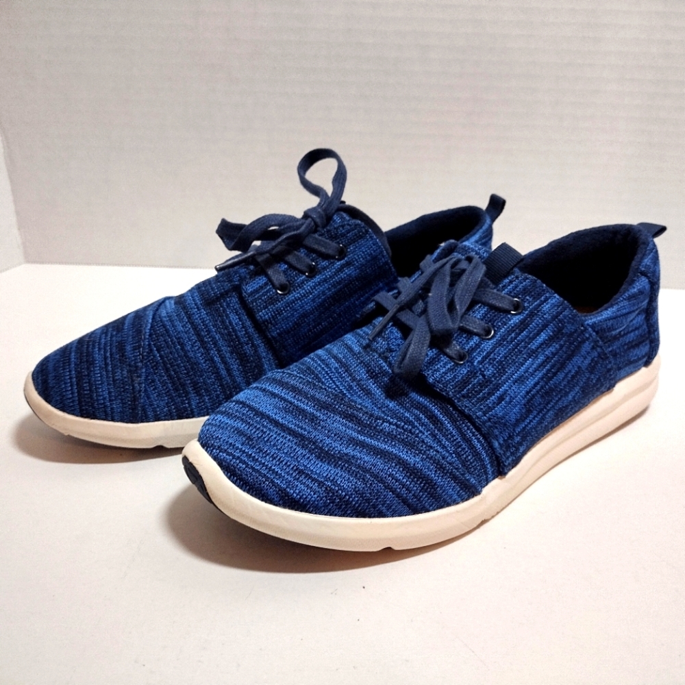 Tom's Sneakers Women 7 Del Rey Nautical Blue Multi Knit